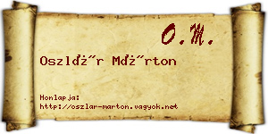 Oszlár Márton névjegykártya